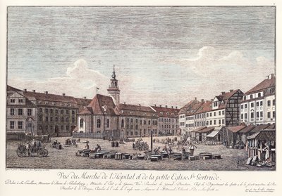 View of Spittelmarkt with Gertraudenkirche, Old Berlin by Johann Georg Rosenberg